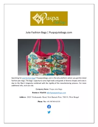 Jute Fashion Bags | Puspajutebags.com