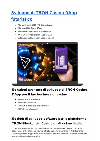 sviluppo di tron casino dapp futuristico