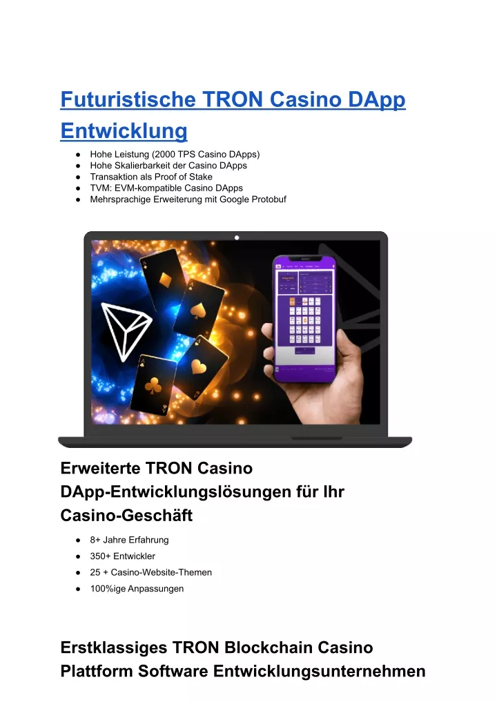 futuristische tron casino dapp entwicklung