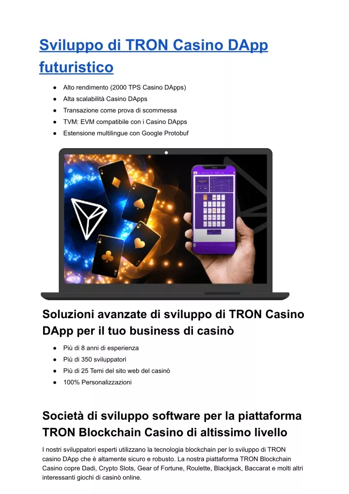 sviluppo di tron casino dapp futuristico