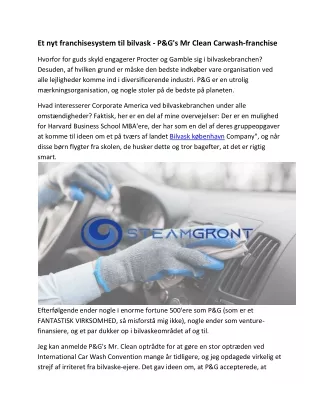 Et nyt franchisesystem til bilvask - P&G's Mr Clean Carwash-franchise