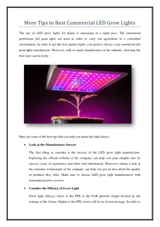 More Tips to Best Commercial LED Grow Lights