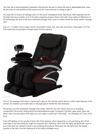 Portable Massage Chair, A Different Beginning