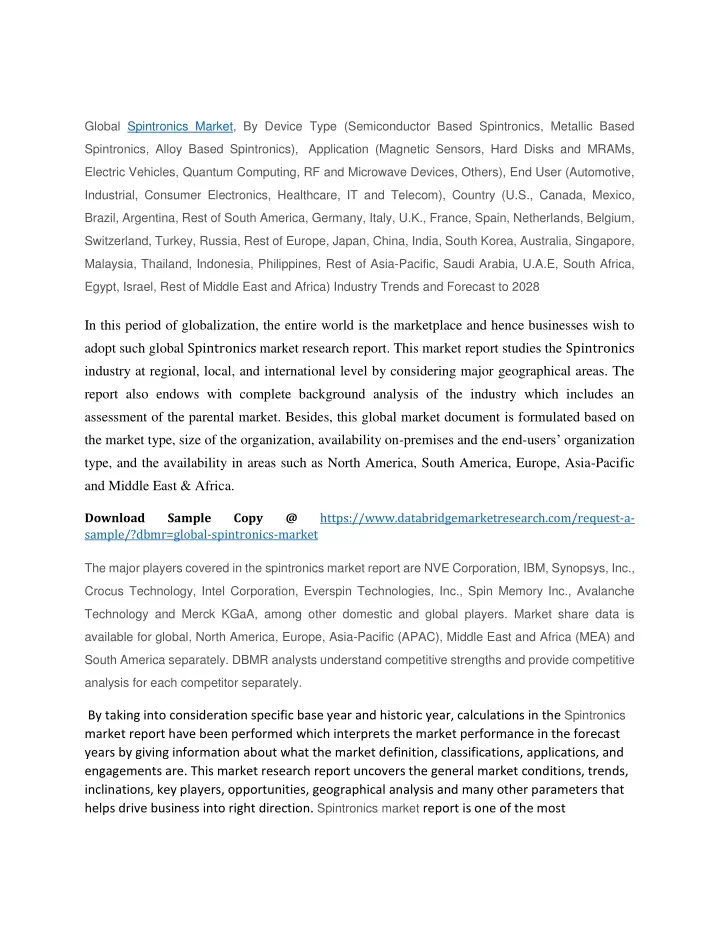 global spintronics market by device type