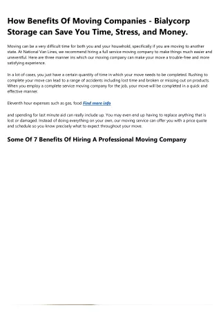 how benefits of moving companies bialycorp