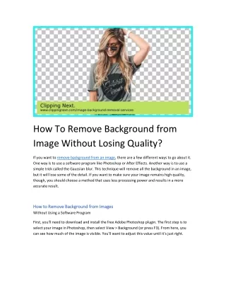 How To Remove Background from Image Without Losing Quality