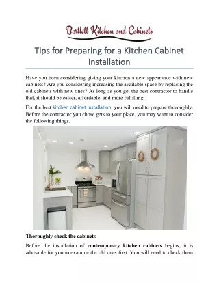 Tips for Preparing for a Kitchen Cabinet Installation