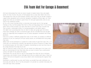 EVA Foam Mat For Garage & Basement