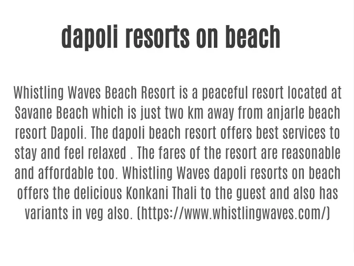 dapoli resorts on beach