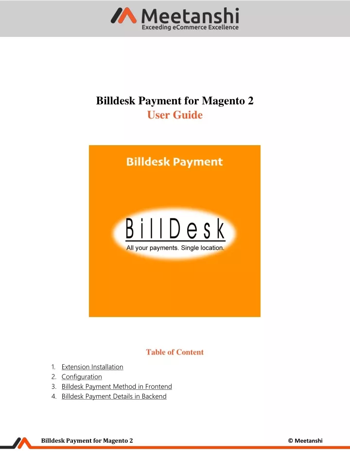 billdesk payment for magento 2 user guide