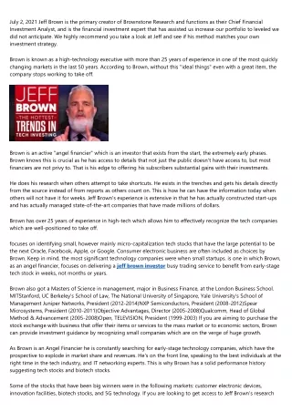 Jeff Brown Reviews - Jeff Brown Investor - Jeff Brown