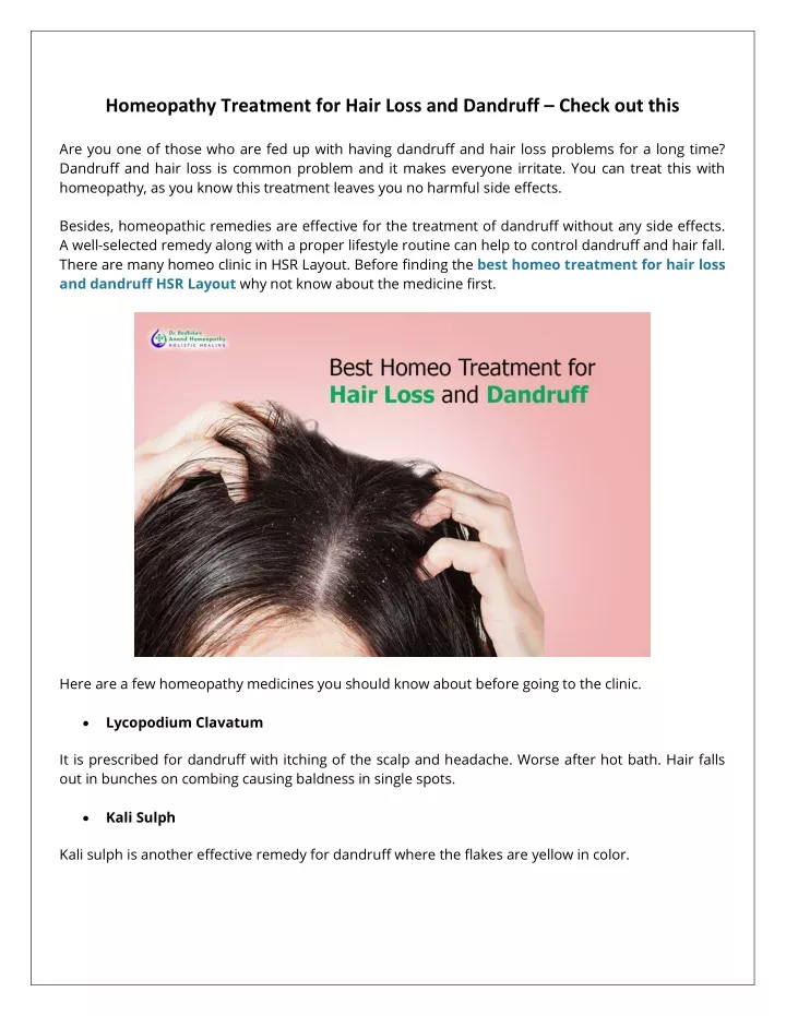 homeopathy treatment for hair loss and dandruff