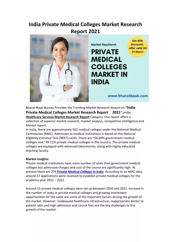 india private medical colleges market research