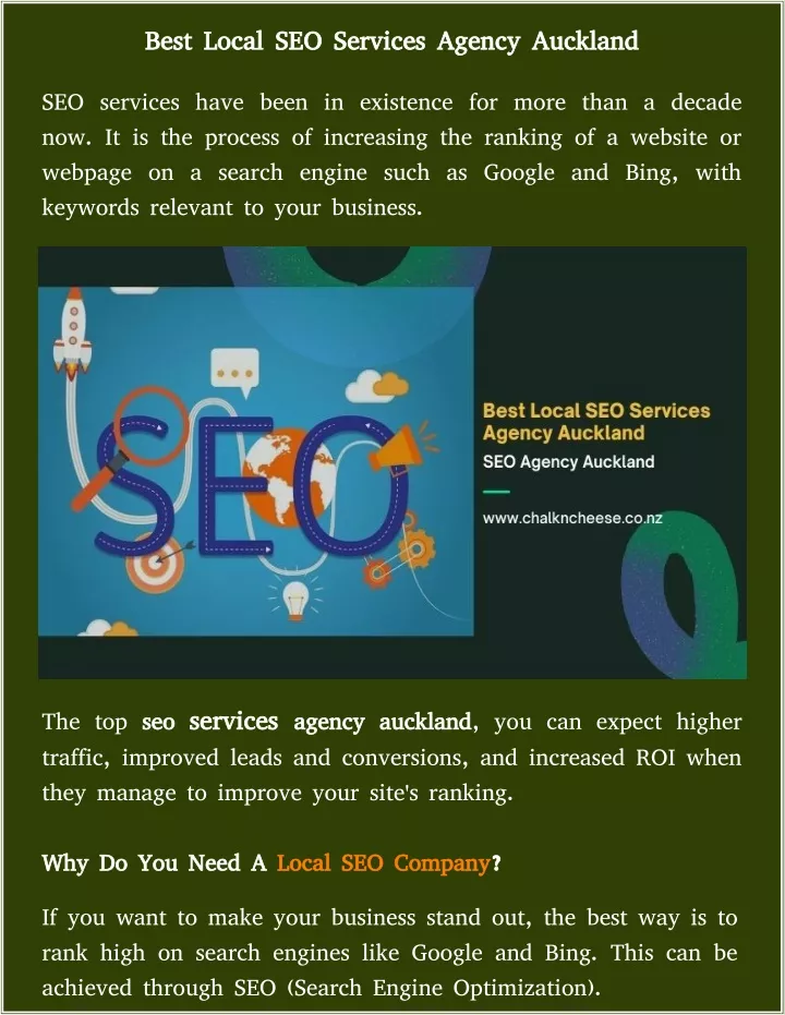 best local seo services agency auckland best