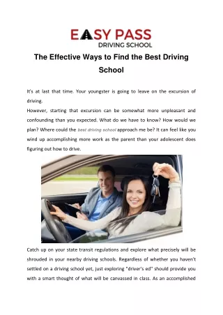 The Effective Ways to Find the Best Driving School