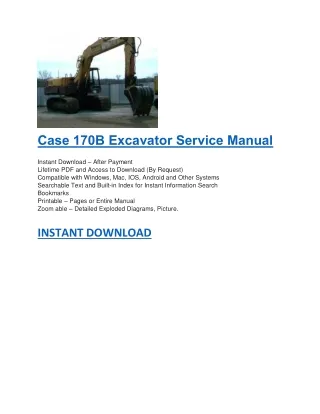 case 170b excavator service manual instant