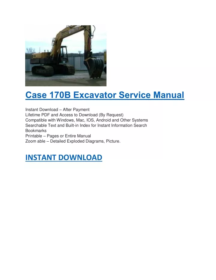 case 170b excavator service manual instant