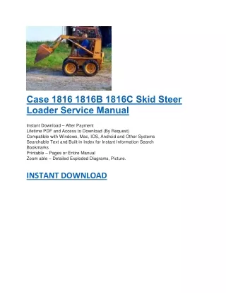case 1816 1816b 1816c skid steer loader service