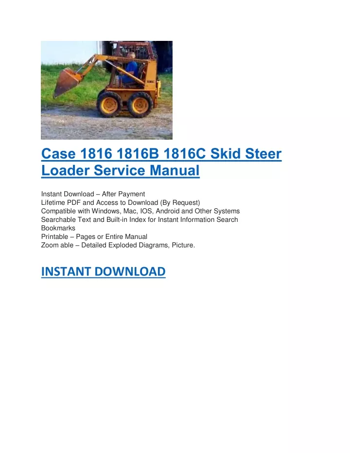 PPT - Case 1816 1816B 1816C Skid Steer Loader Service Manual PowerPoint ...