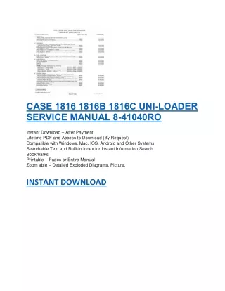 case 1816 1816b 1816c uni loader service manual