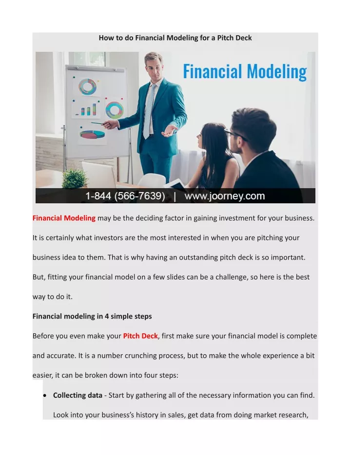 how to do financial modeling for a pitch deck