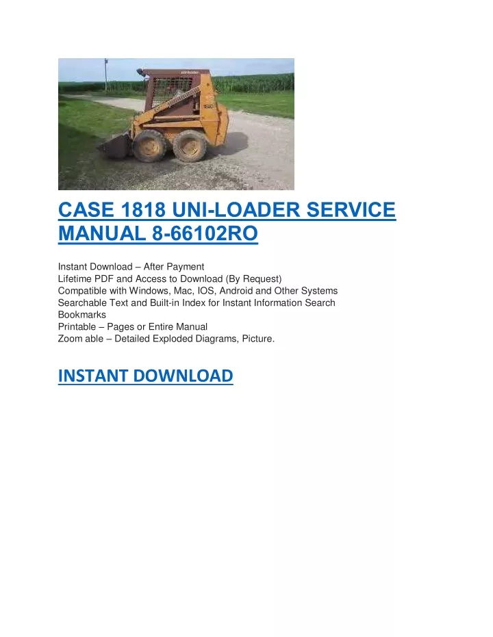 case 1818 uni loader service manual 8 66102ro