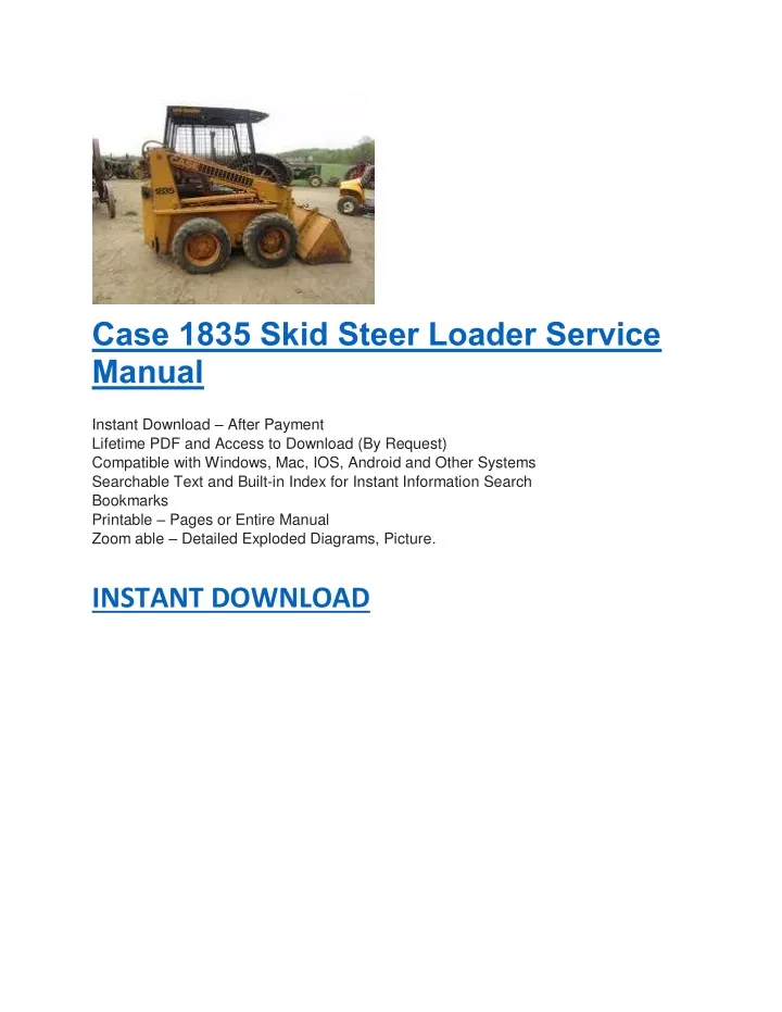 case 1835 skid steer loader service manual