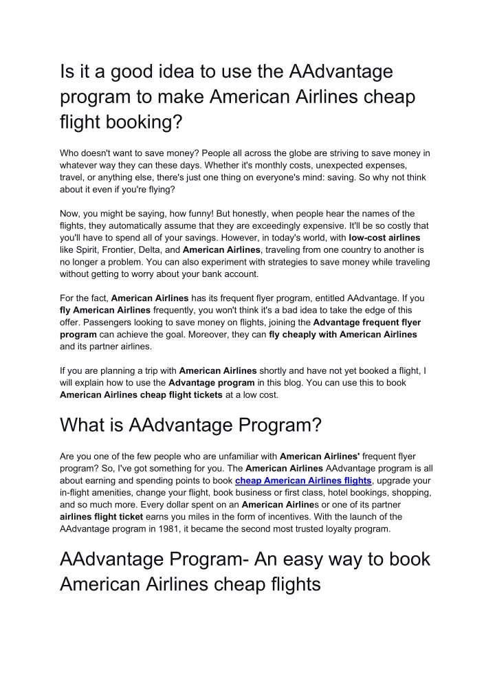 is it a good idea to use the aadvantage program