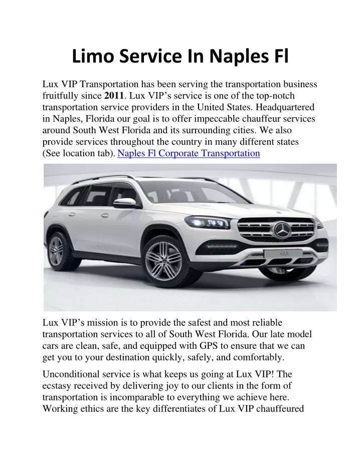 limo service in naples fl