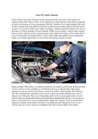 types of vehicle manuals