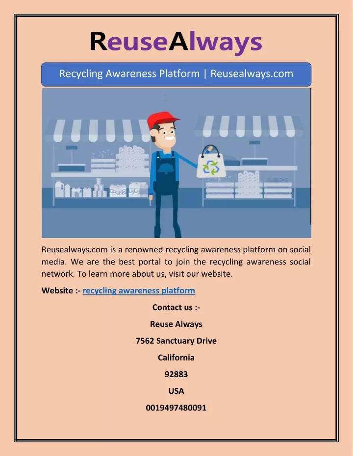 recycling awareness platform reusealways com