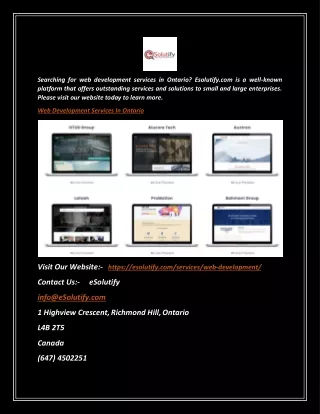 Web Development Services In Ontario | Esolutify.com