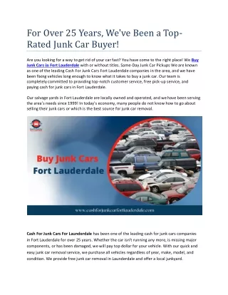 For Over 25 Years, We've Been a Top-Rated Junk Car Buyer | The Brand Tavern