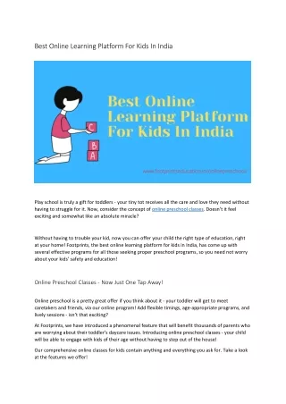 Best Online Learning Platform For Kids In India