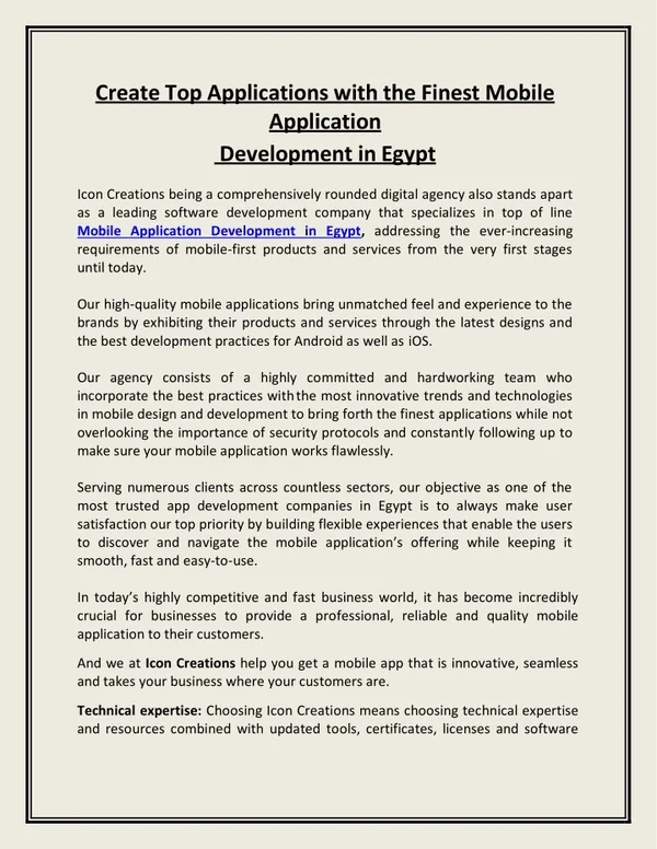 Mobile Application Development in Egypt