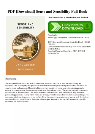 PDF [Download] Sense and Sensibility Full Book