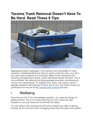tacoma trash removal doesn t have to be hard read
