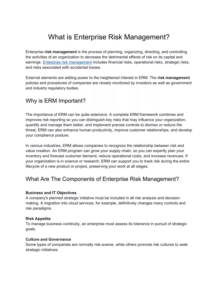 what is enterprise risk management