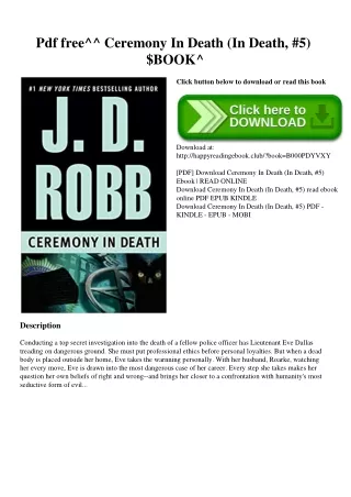 Pdf free^^ Ceremony In Death (In Death  #5) $BOOK^