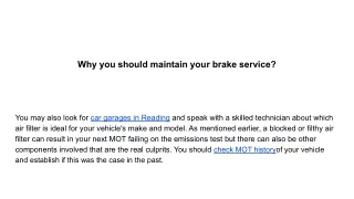 why you should maintain your brake service