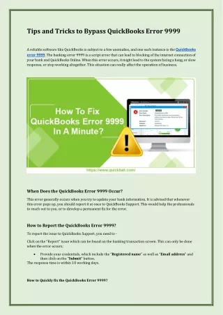 tips and tricks to bypass quickbooks error 9999