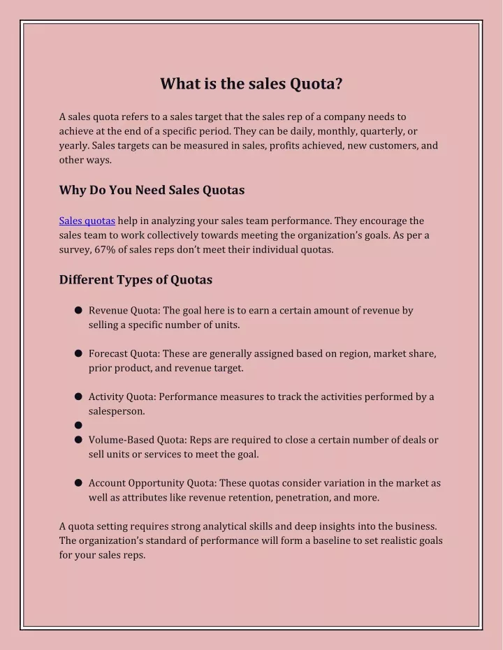 what is the sales quota