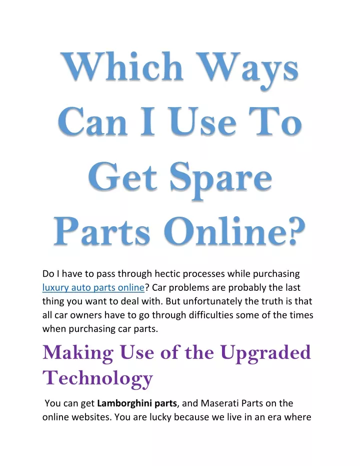 which ways can i use to get spare parts online
