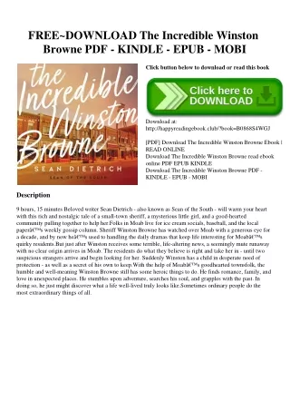 FREE~DOWNLOAD The Incredible Winston Browne PDF - KINDLE - EPUB - MOBI