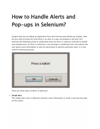 how to handle alerts and pop