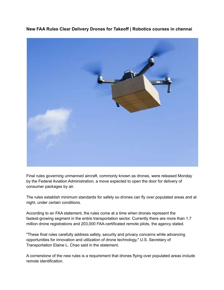 new faa rules clear delivery drones for takeoff