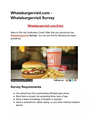 Whataburgervisit.com Survey