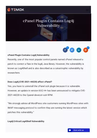 cpanel plugin contains log4j vulnerability