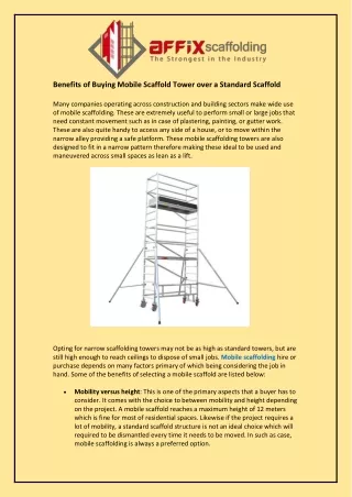 benefits of buying mobile scaffold tower over