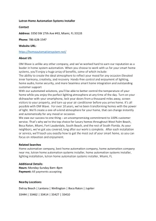 Lutron Home Automation Systems Installer